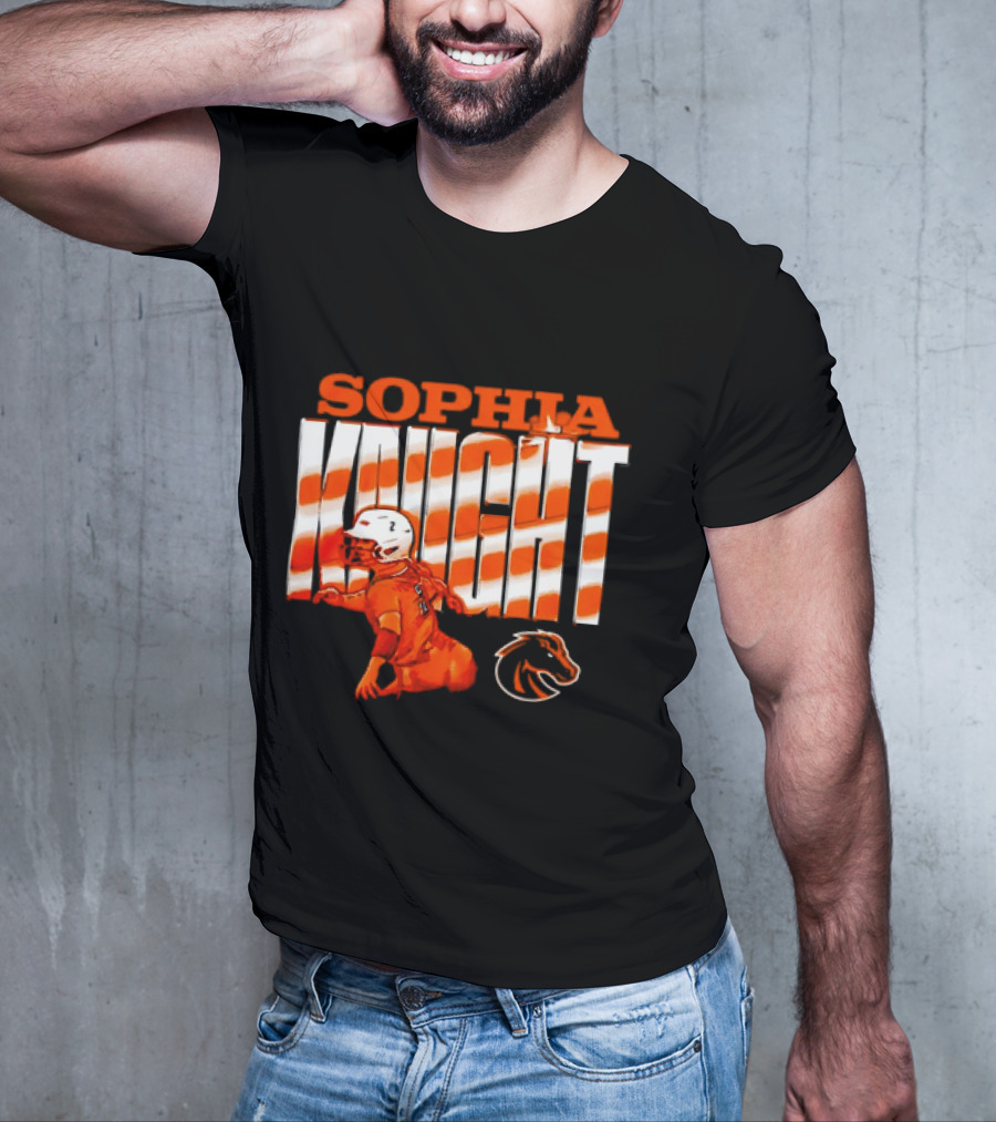 Boise State Broncos Sophia Knight Football Cartoon With Bronco T-Shirt