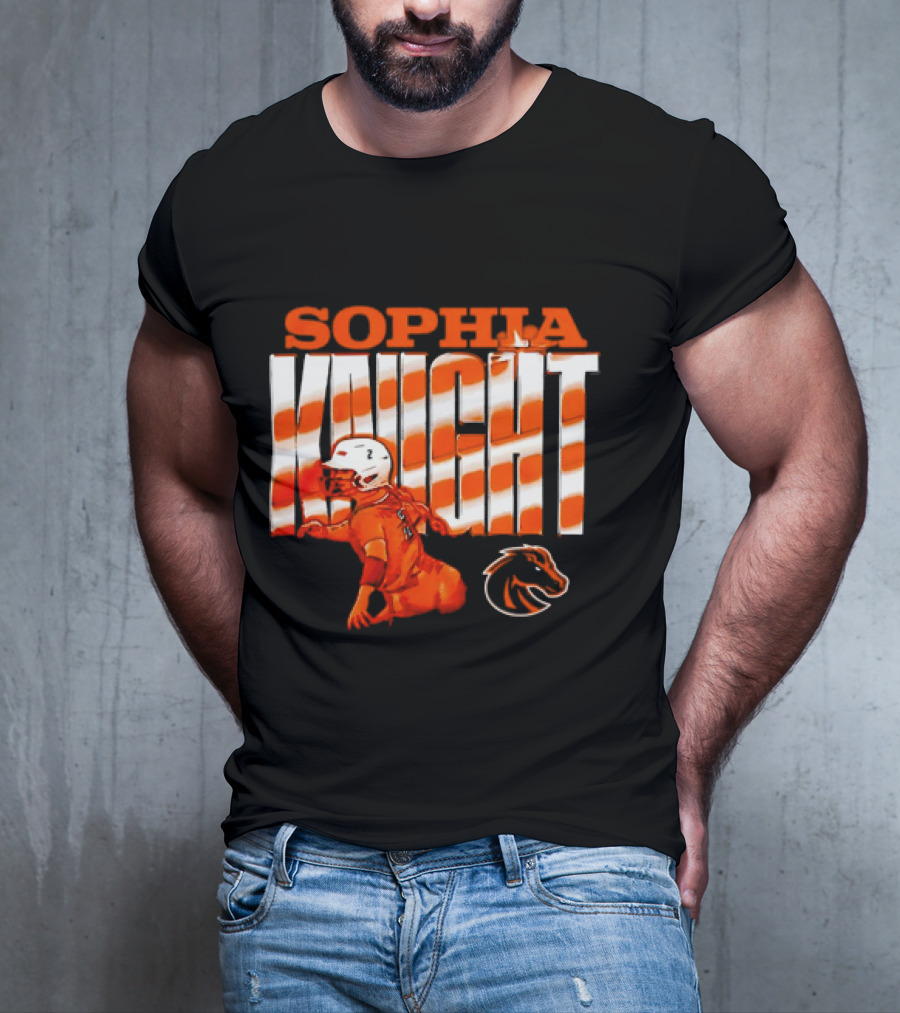 Boise State Broncos Sophia Knight Football Cartoon With Bronco T-Shirt