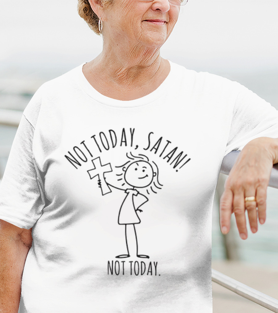 Not Today Satan Not Today Girl Holding Cross T-Shirt