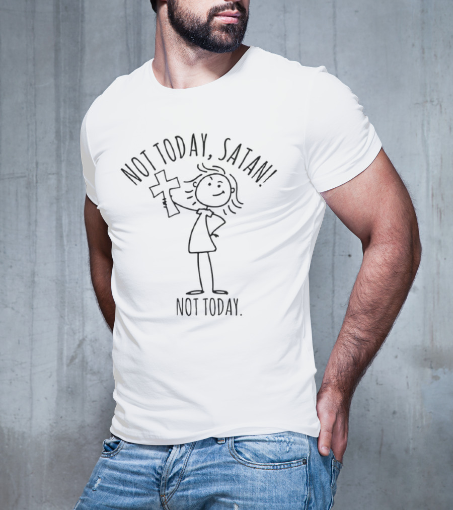 Not Today Satan Not Today Girl Holding Cross T-Shirt
