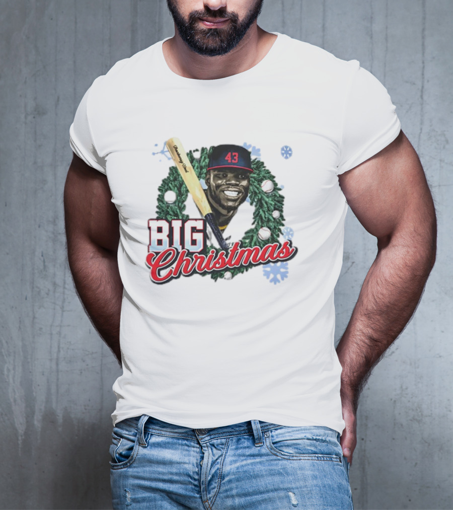 Jhonkensy Noel Cleveland Guardians Big Christmas 43 Vintage Baseball Wreath T-Shirt