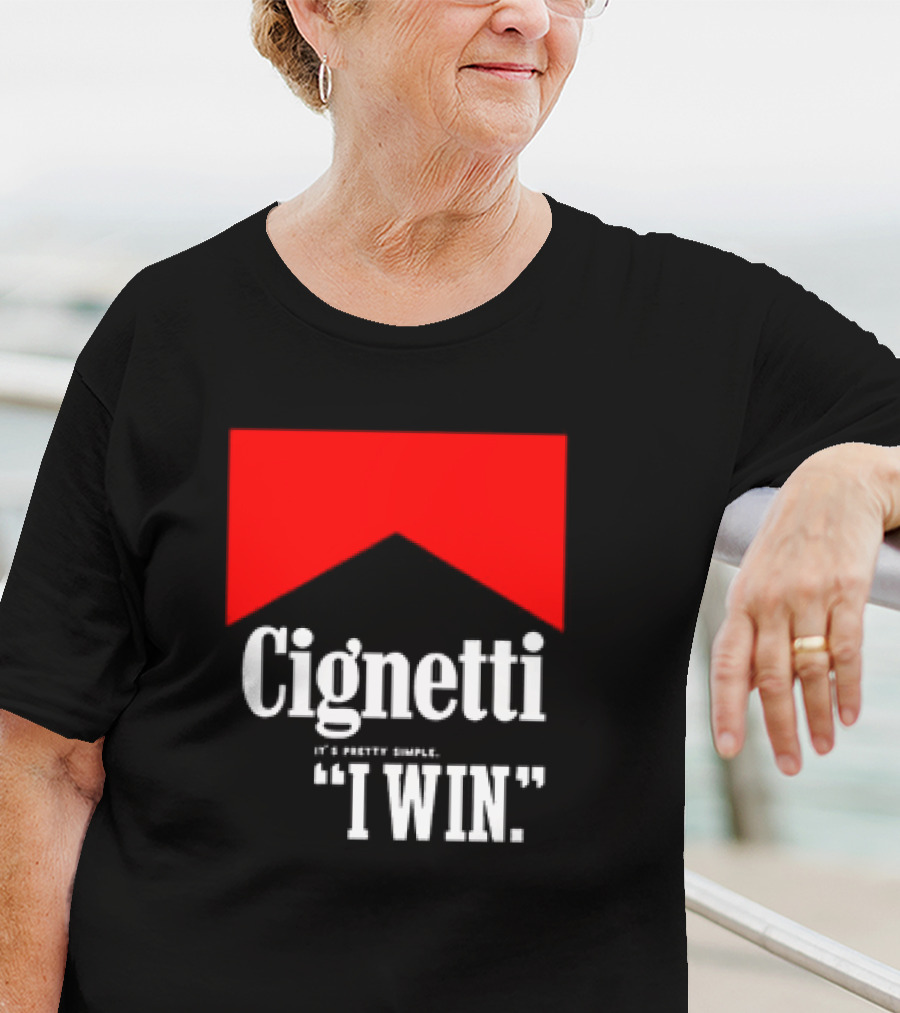 Cignetti It's Pretty Simple I Win Bold White Text With Red Chevron T-Shirt