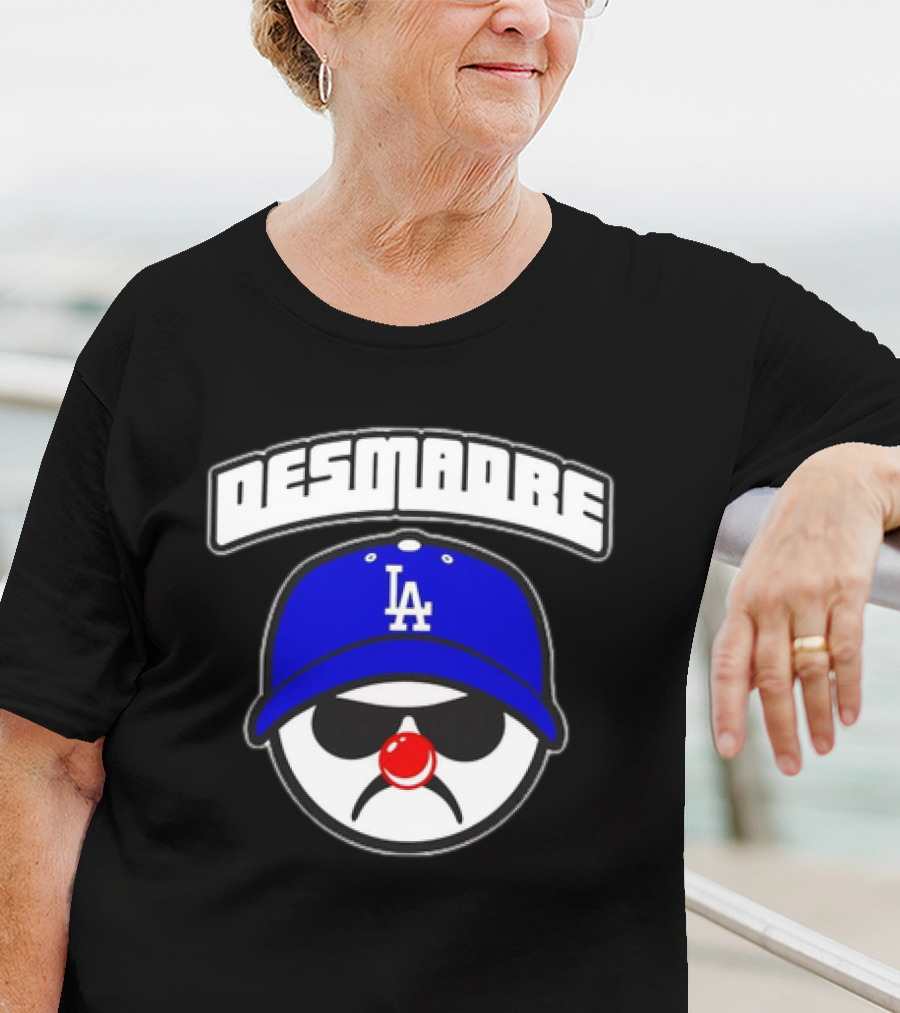 Desmadre LA Dodgers Blue Hat Clown Nose Face T-Shirt