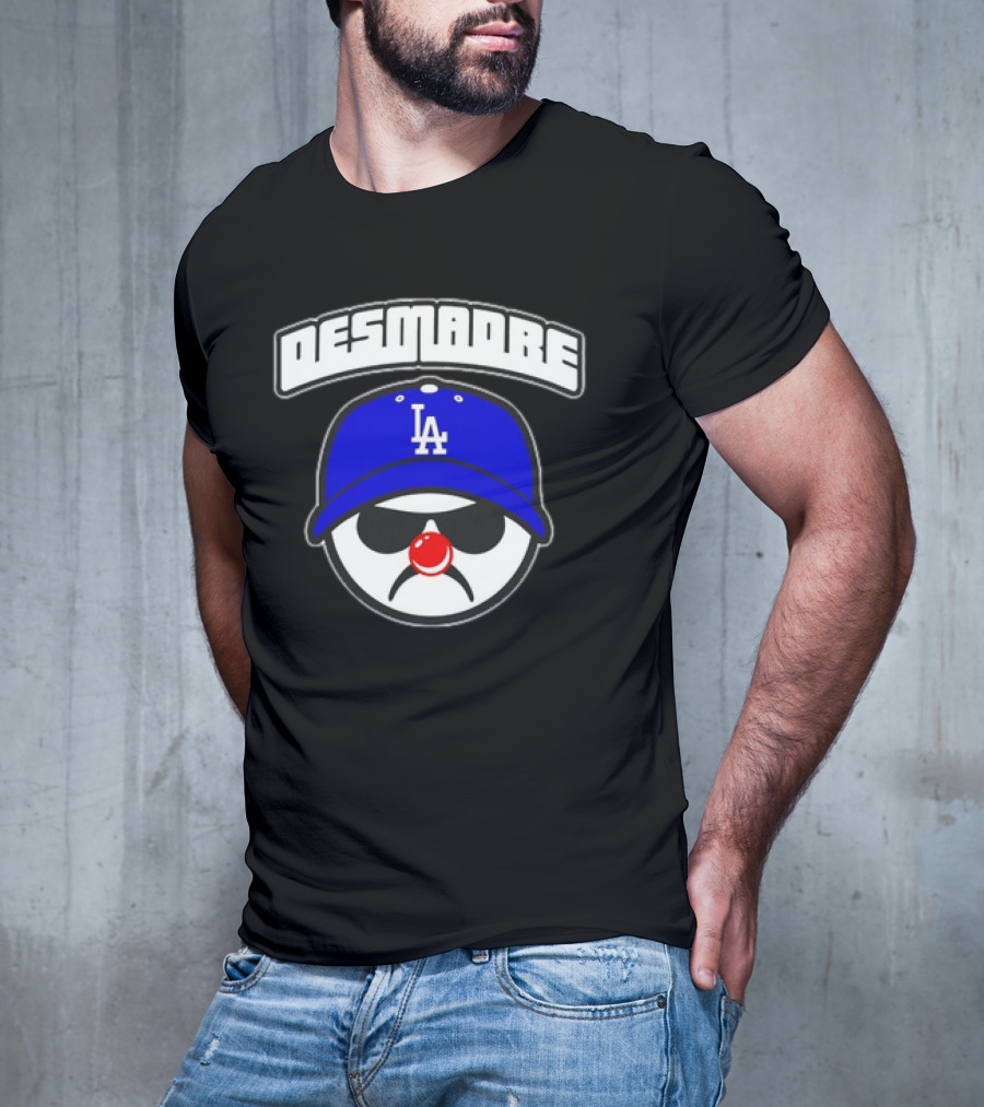 Desmadre LA Dodgers Blue Hat Clown Nose Face T-Shirt