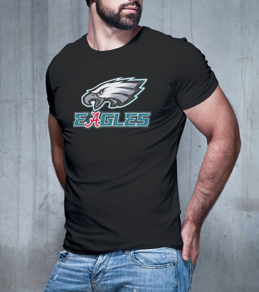 Eagles Philadelphia Eagles Alabama Crimson Tide Logo Fusion T-Shirt
