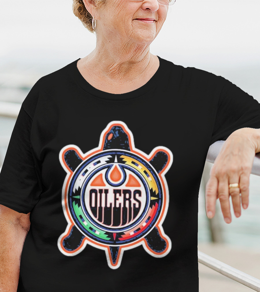 Edmonton Oilers Turtle Colorful Indigenous T-Shirt