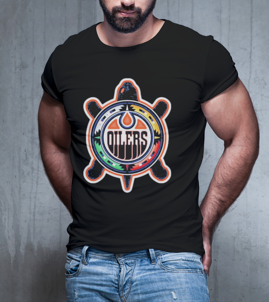 Edmonton Oilers Turtle Colorful Indigenous T-Shirt
