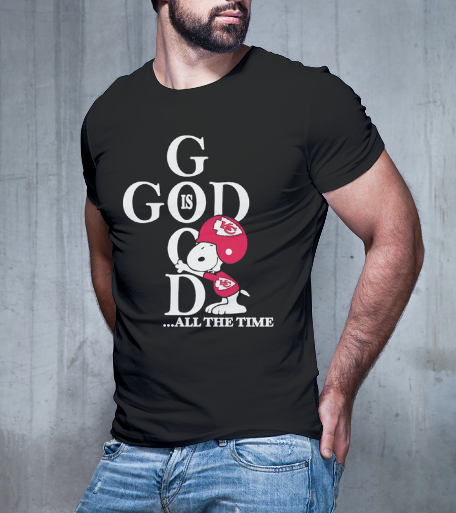 Kansas City Chiefs Snoopy God Is Good All The Time Football Fan Iconic Character Team Spirit T-Shirt