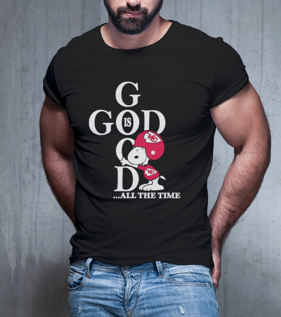 Kansas City Chiefs Snoopy God Is Good All The Time Football Fan Iconic Character Team Spirit T-Shirt