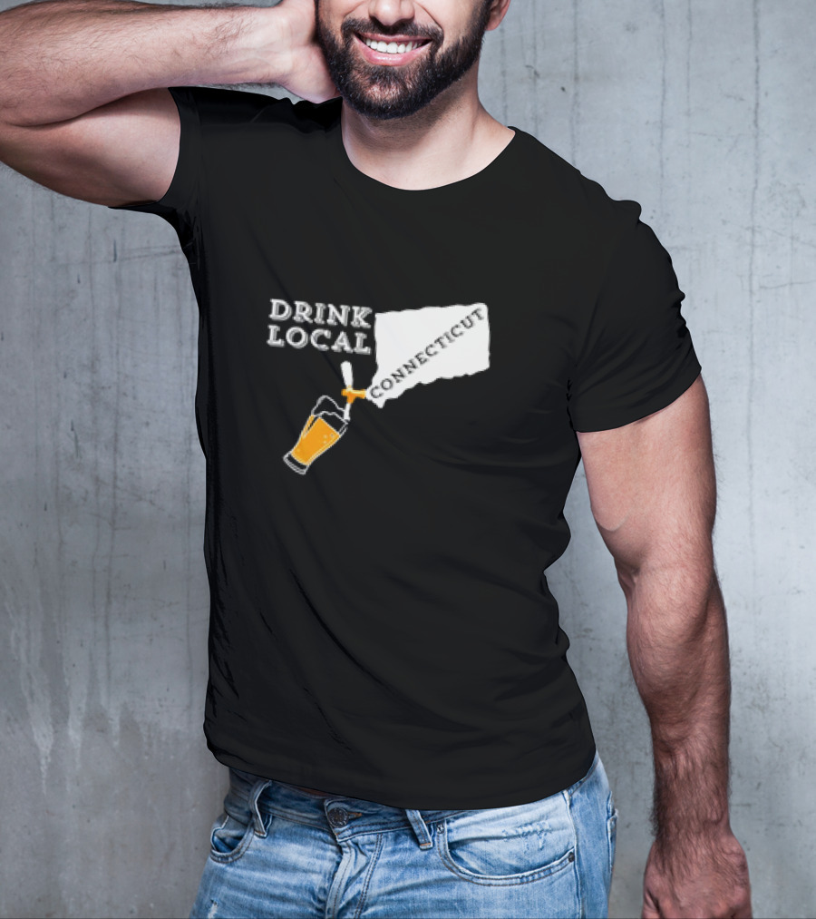 Drink Local Connecticut Map Craft Beer T-Shirt