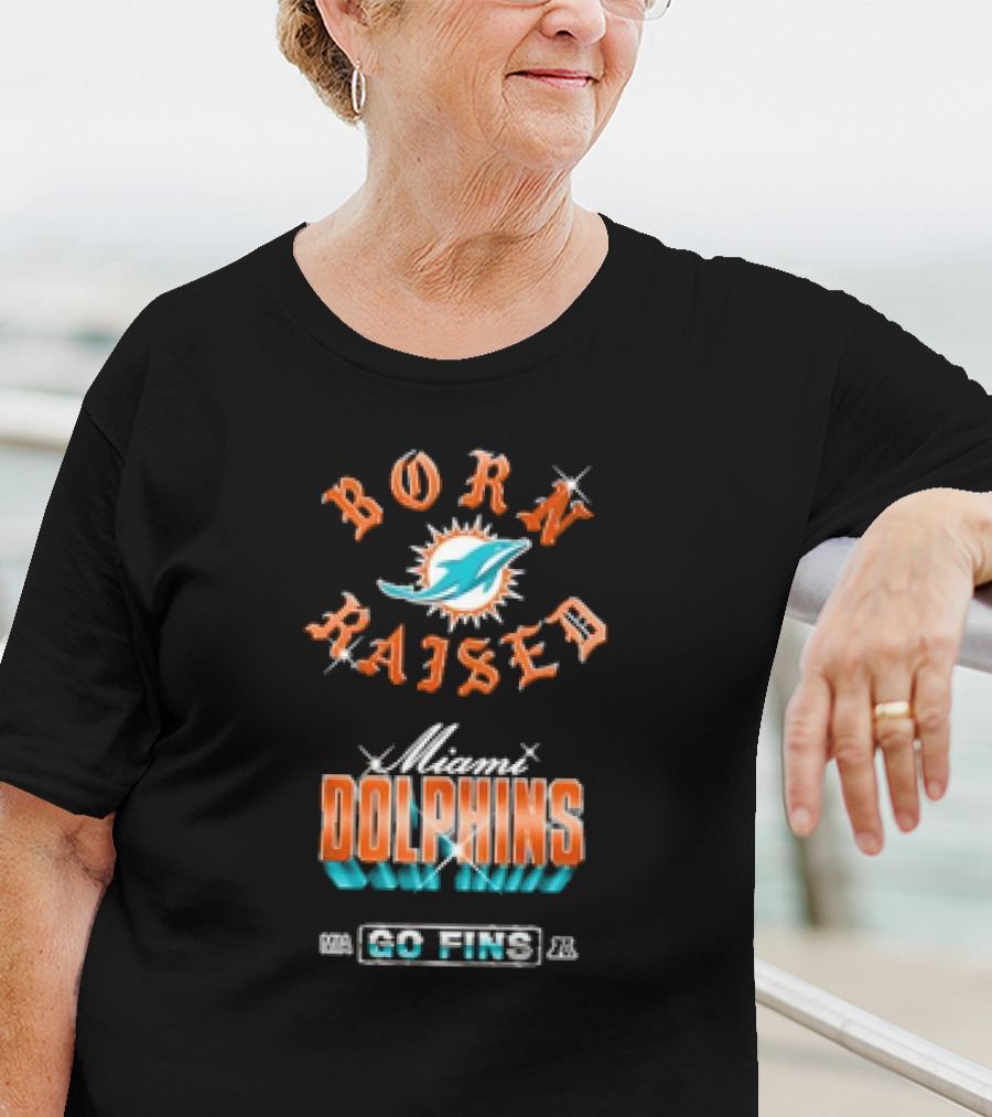 Miami Dolphins NFL Born Raised Go Fins Chrome Rocker T-Shirt
