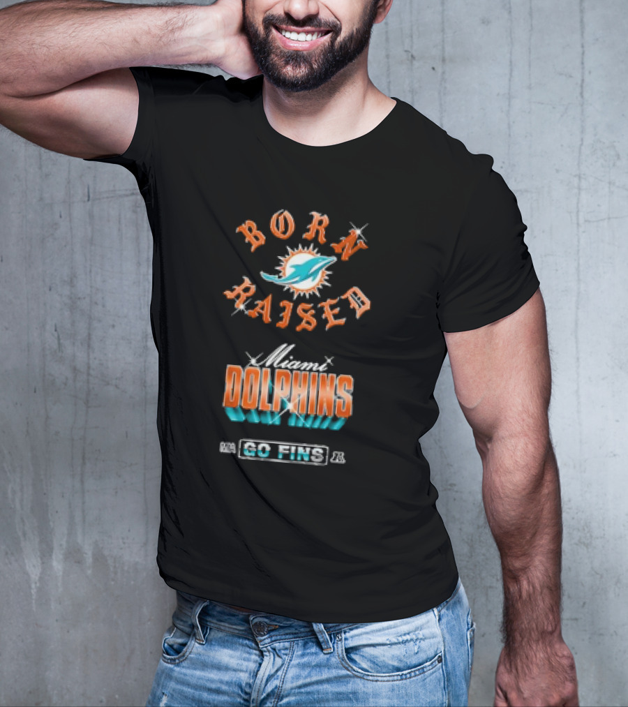 Miami Dolphins NFL Born Raised Go Fins Chrome Rocker T-Shirt