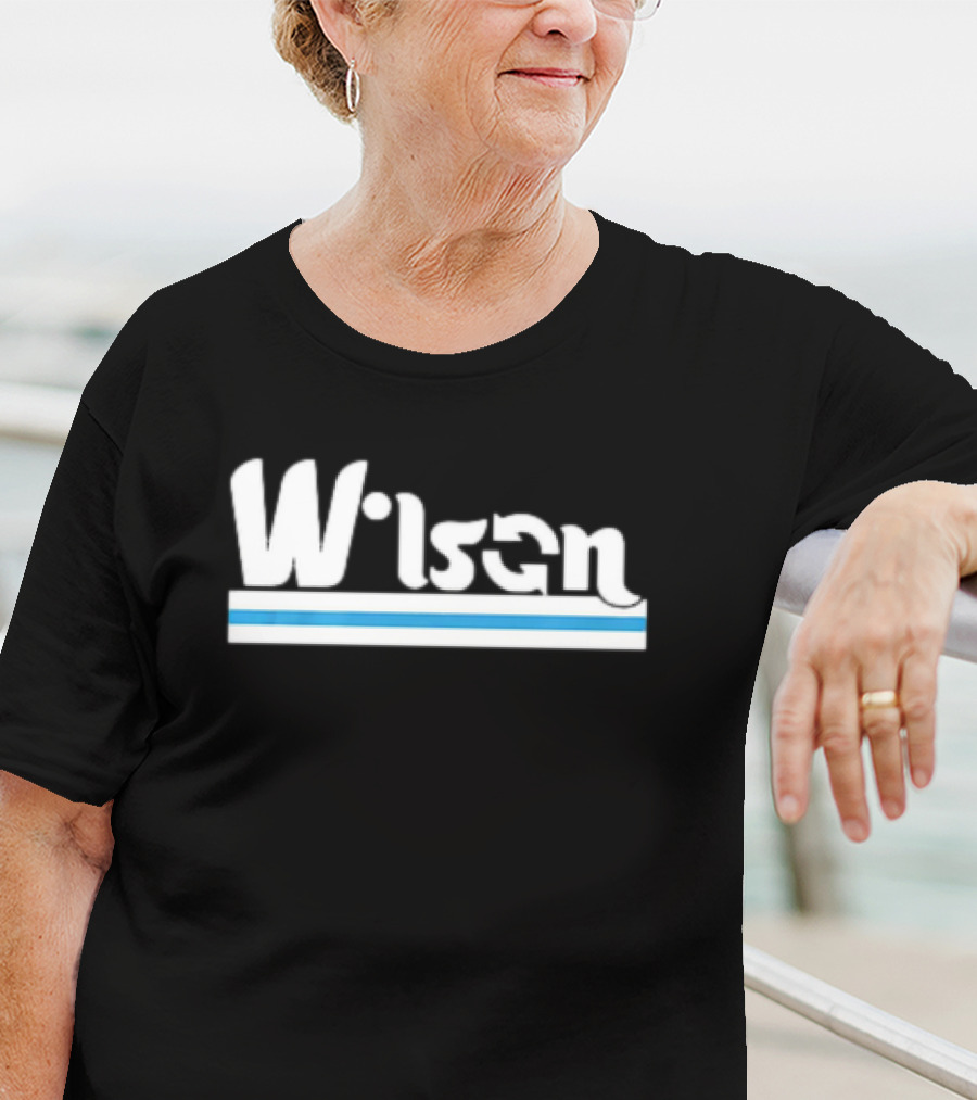 Wilson Retro Logo Style With Blue And White Stripe T-Shirt
