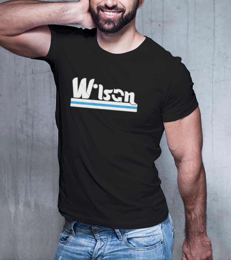 Wilson Retro Logo Style With Blue And White Stripe T-Shirt