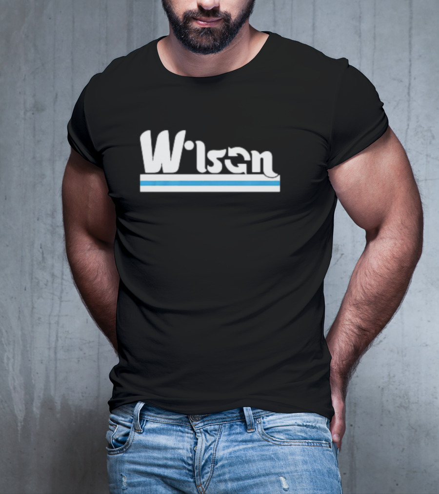Wilson Retro Logo Style With Blue And White Stripe T-Shirt