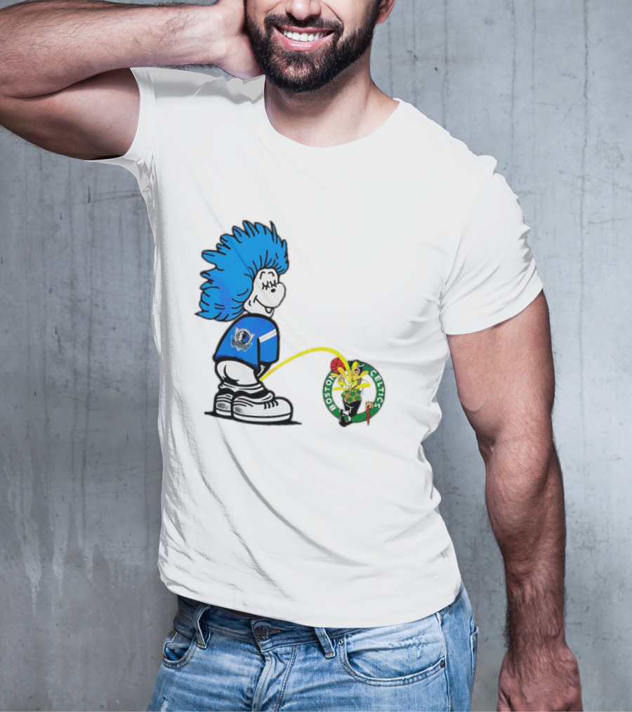 Dallas Mavericks Fan Urinating On Boston Celtics T-Shirt