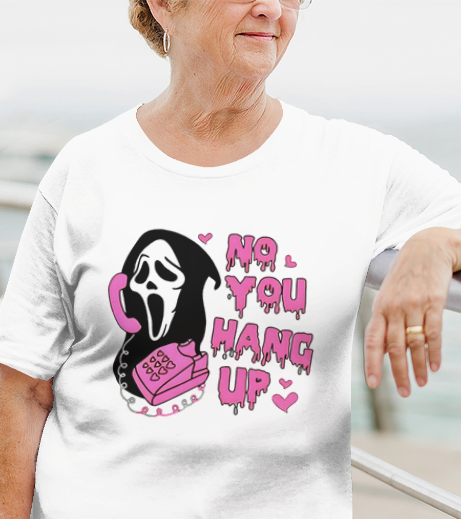 Ghost Face No You Hang Up Pink Phone Scream Hearts T-Shirt