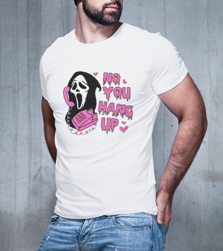 Ghost Face No You Hang Up Pink Phone Scream Hearts T-Shirt
