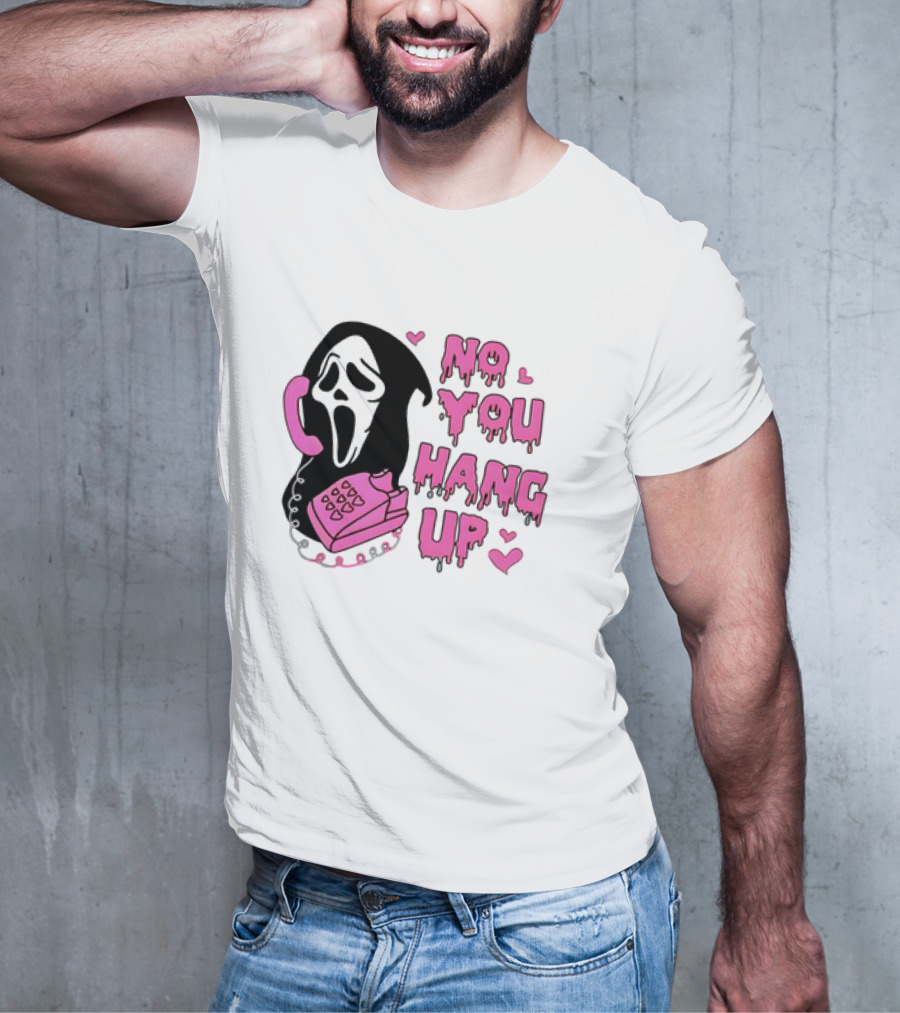 Ghost Face No You Hang Up Pink Phone Scream Hearts T-Shirt