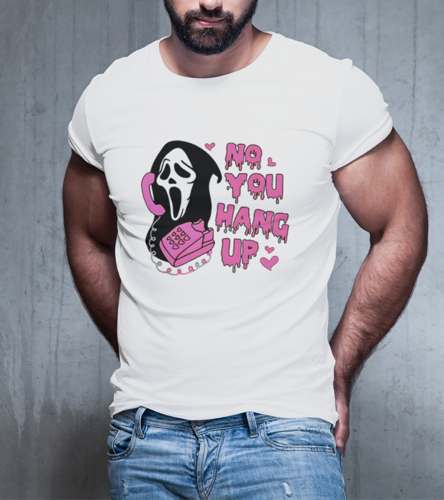 Ghost Face No You Hang Up Pink Phone Scream Hearts T-Shirt
