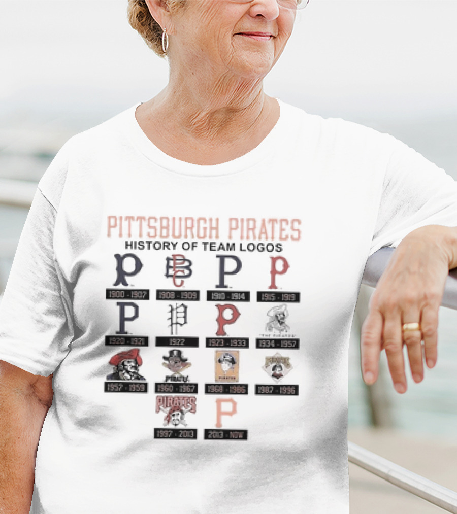 Pittsburgh Pirates History From 1900 To Now Showcasing Iconic Team Logo Evolution T-Shirt