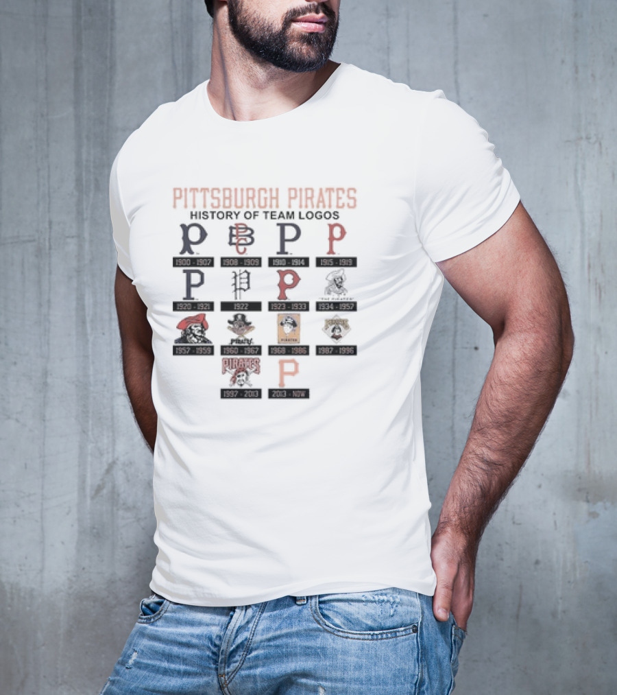 Pittsburgh Pirates History From 1900 To Now Showcasing Iconic Team Logo Evolution T-Shirt