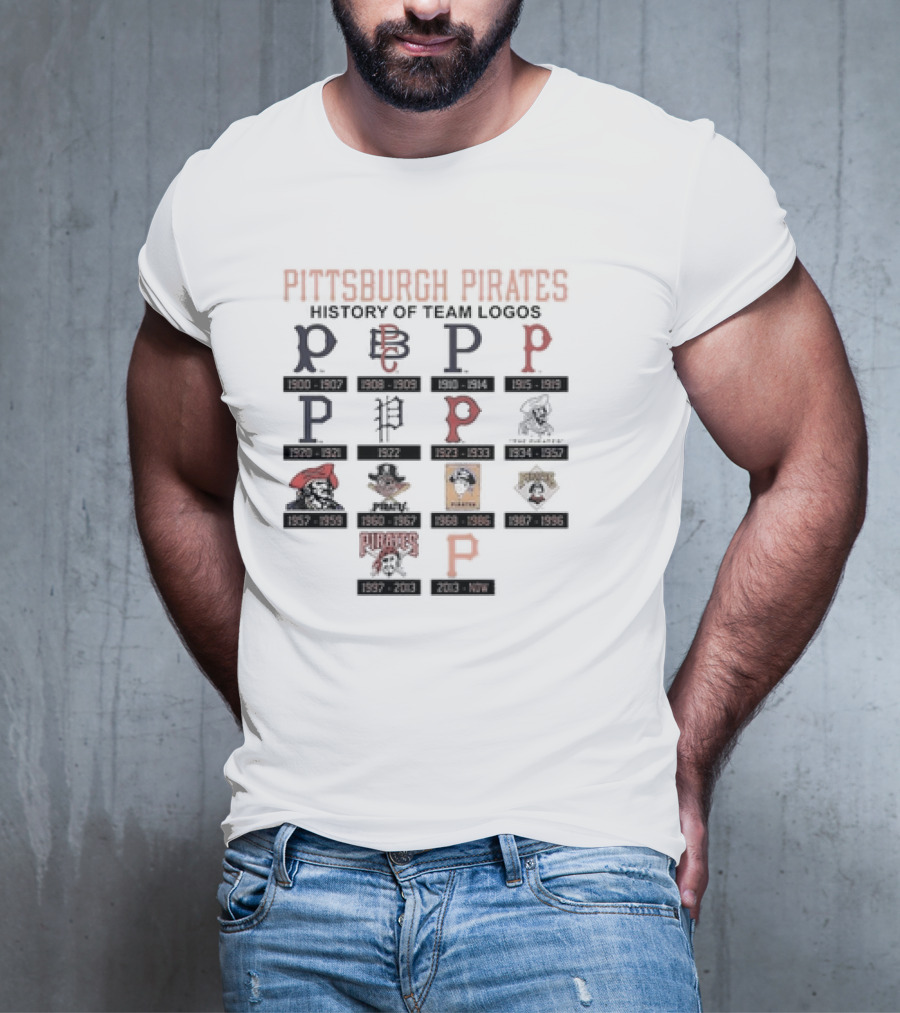 Pittsburgh Pirates History From 1900 To Now Showcasing Iconic Team Logo Evolution T-Shirt