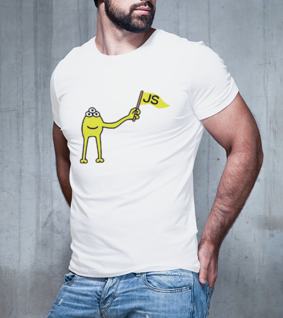 Yellow Three-Eyed Monster Waving JS Flag T-Shirt