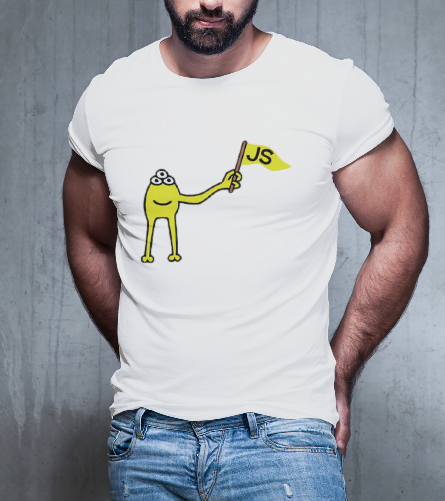 Yellow Three-Eyed Monster Waving JS Flag T-Shirt