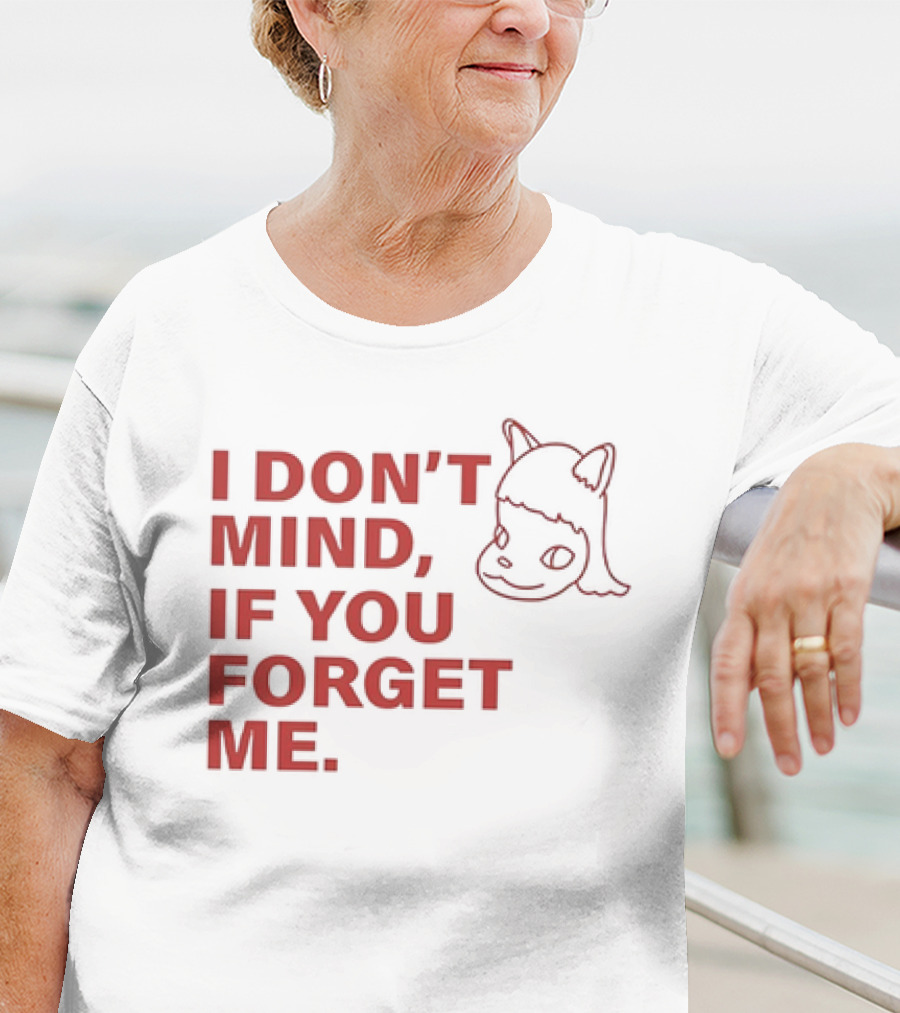 Yoshitomo Nara I Don’t Mind If You Forget Me Red Text With Character Drawing T-Shirt