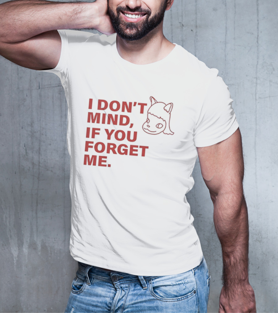 Yoshitomo Nara I Don’t Mind If You Forget Me Red Text With Character Drawing T-Shirt