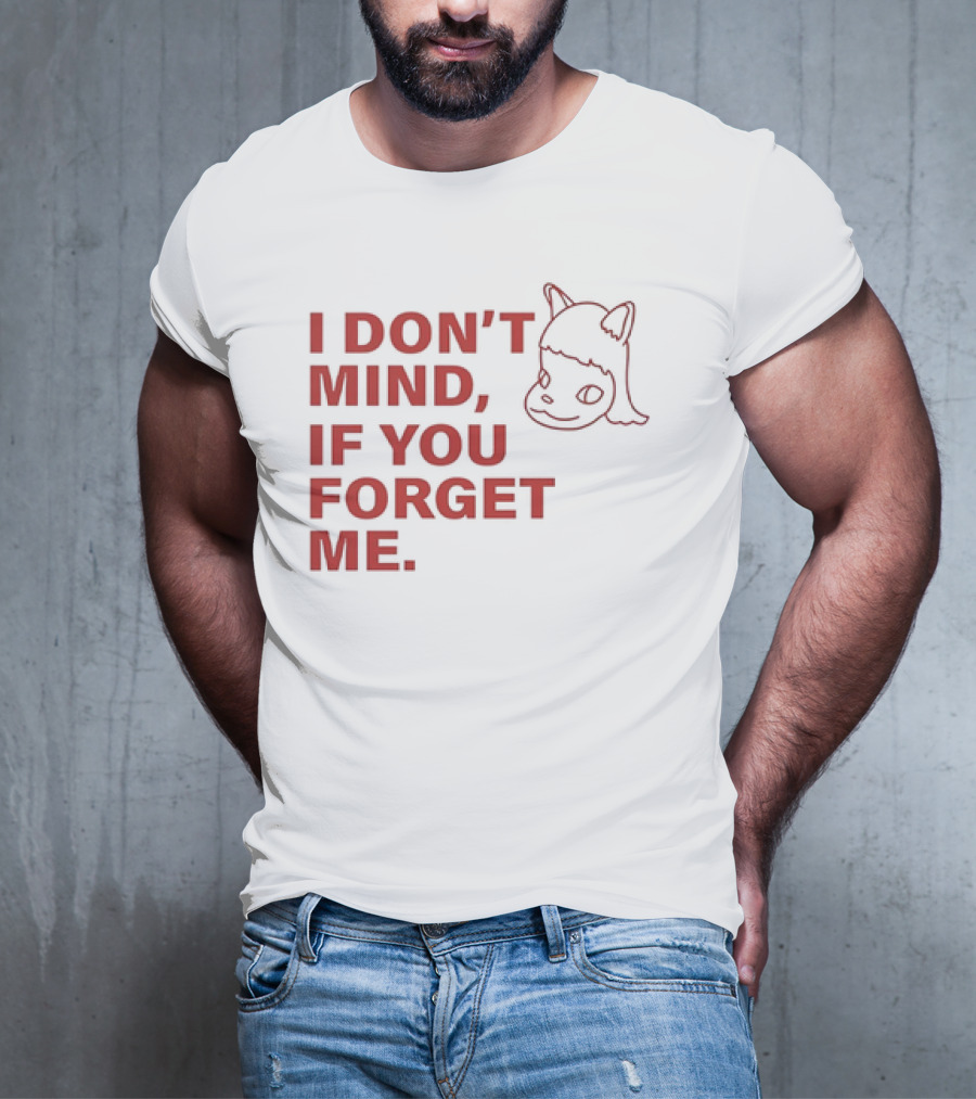 Yoshitomo Nara I Don’t Mind If You Forget Me Red Text With Character Drawing T-Shirt