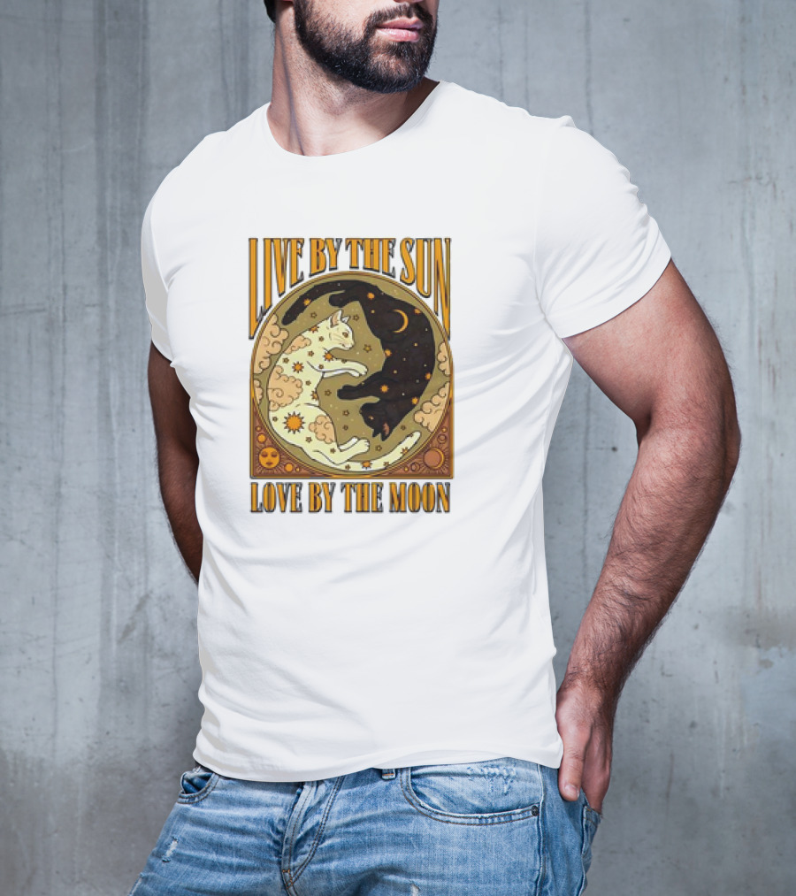 Live By The Sun Love By The Moon Retro Cats T-Shirt