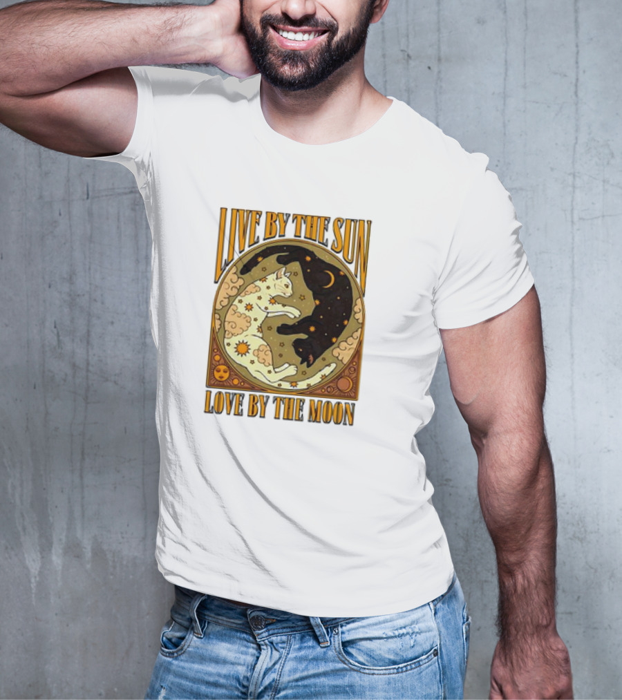 Live By The Sun Love By The Moon Retro Cats T-Shirt