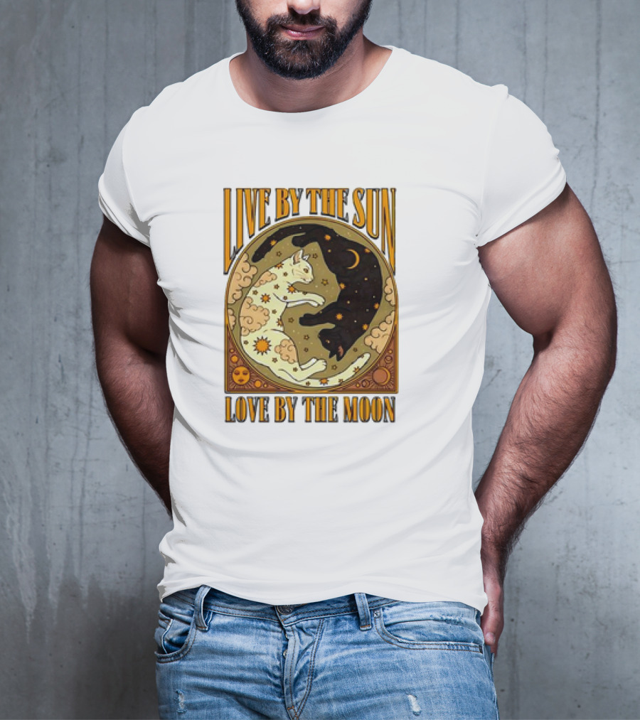 Live By The Sun Love By The Moon Retro Cats T-Shirt