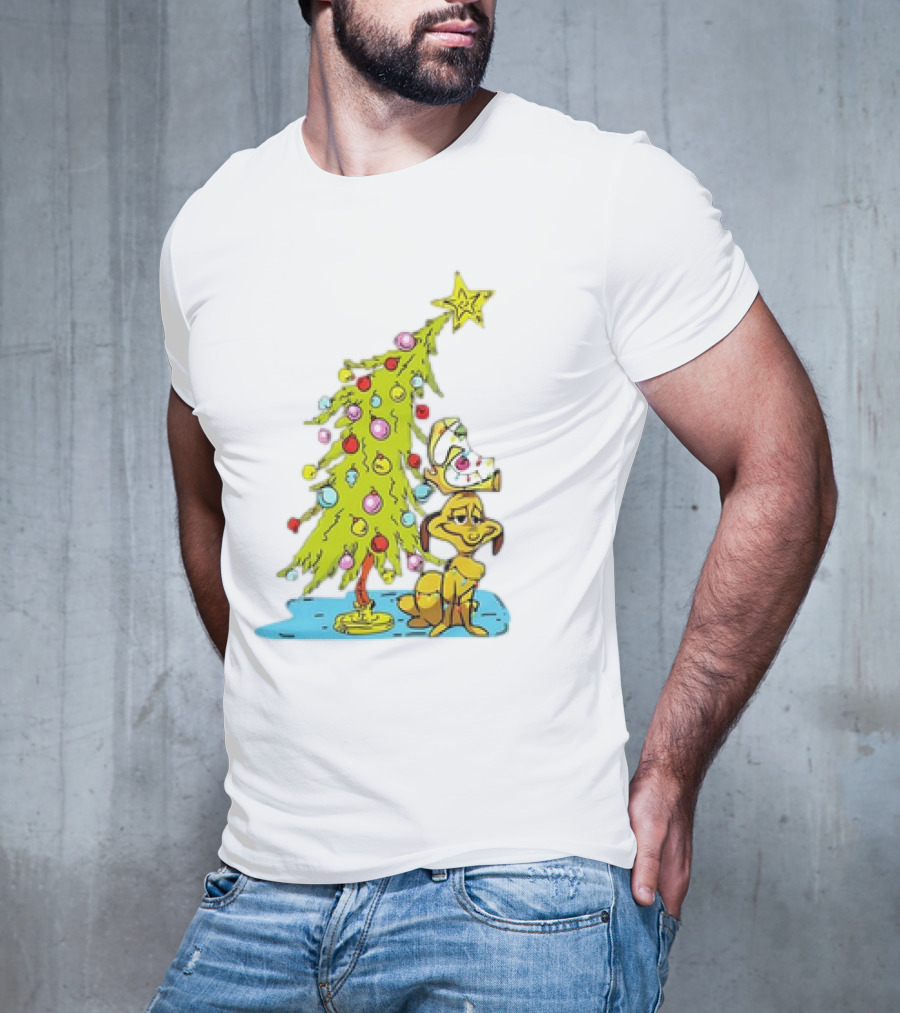 Christmas With Max Dog And Whoville Tree With Lights T-Shirt