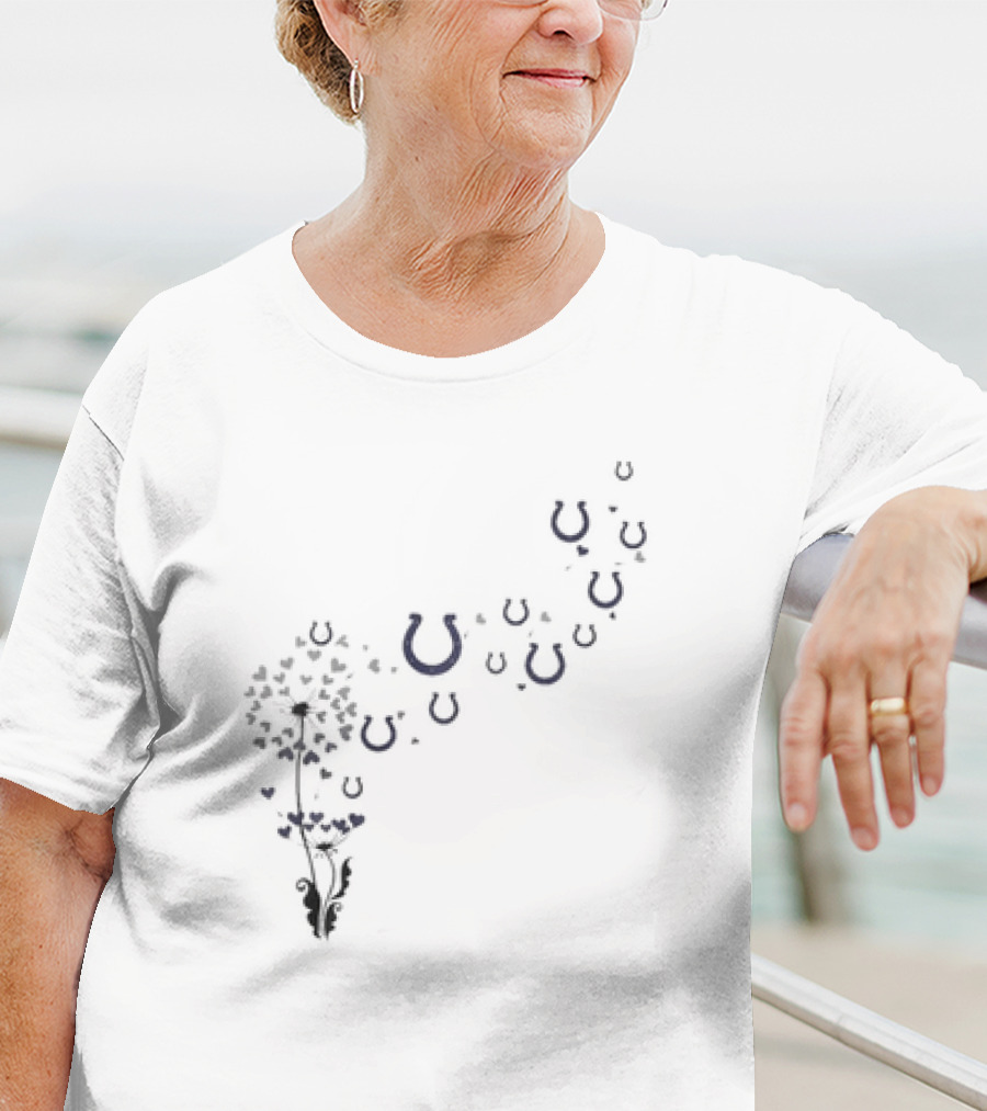 Indianapolis Colts Floral Dandelion Horseshoe T-Shirt