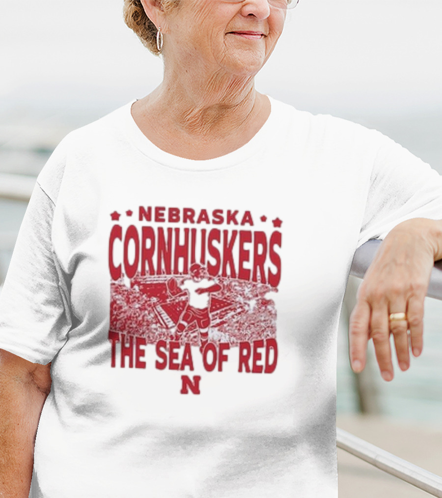 Nebraska Cornhuskers The Sea Of Red Stadium Scene T-Shirt