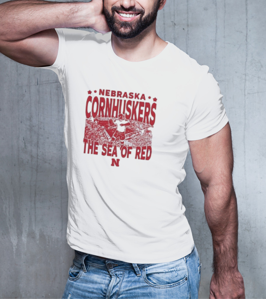 Nebraska Cornhuskers The Sea Of Red Stadium Scene T-Shirt