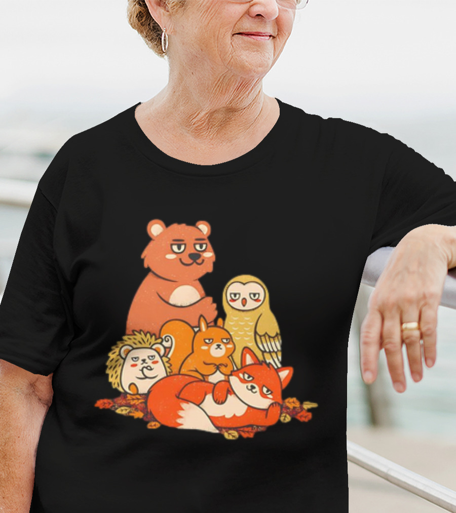 Animals X The Breakfast Club Autumn Edition With Hedgehog, Bear, Owl, Fox, Squirrel T-Shirt