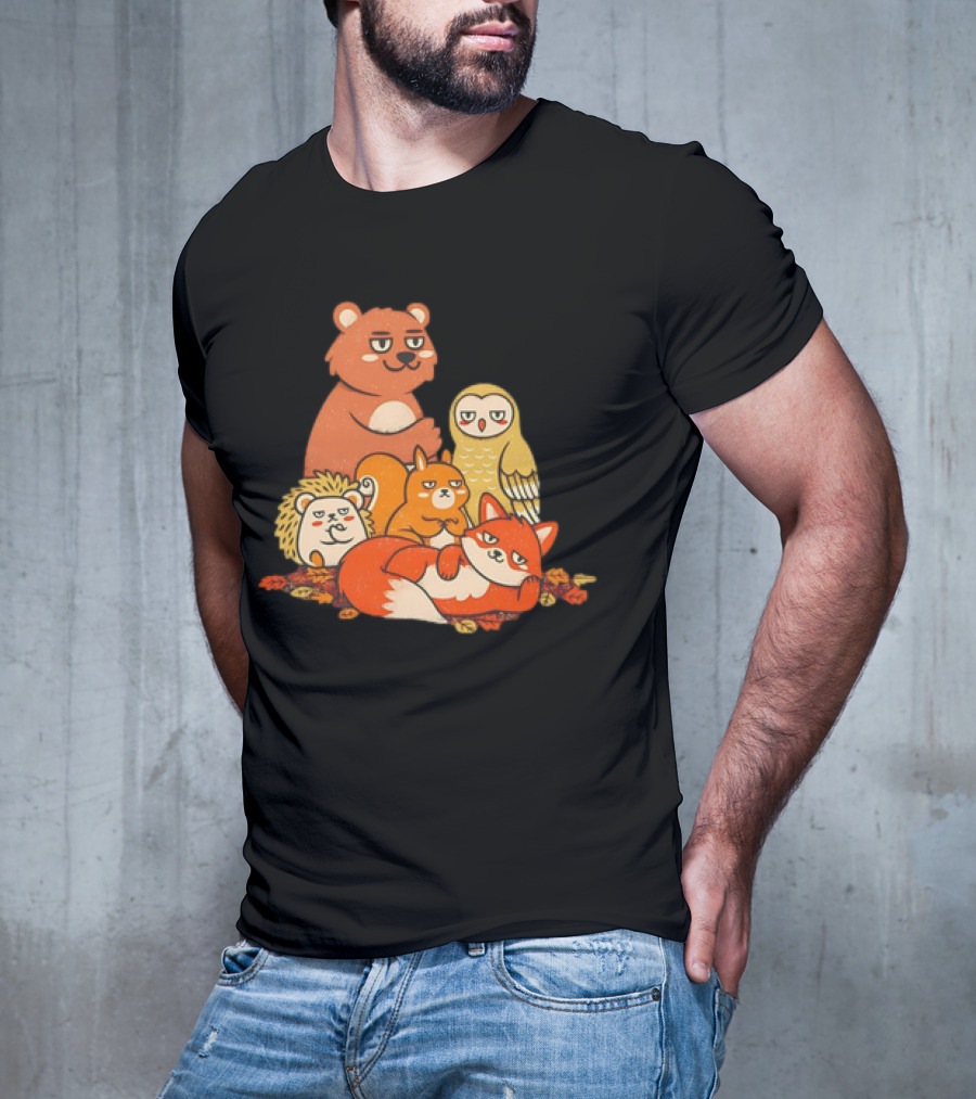 Animals X The Breakfast Club Autumn Edition With Hedgehog, Bear, Owl, Fox, Squirrel T-Shirt