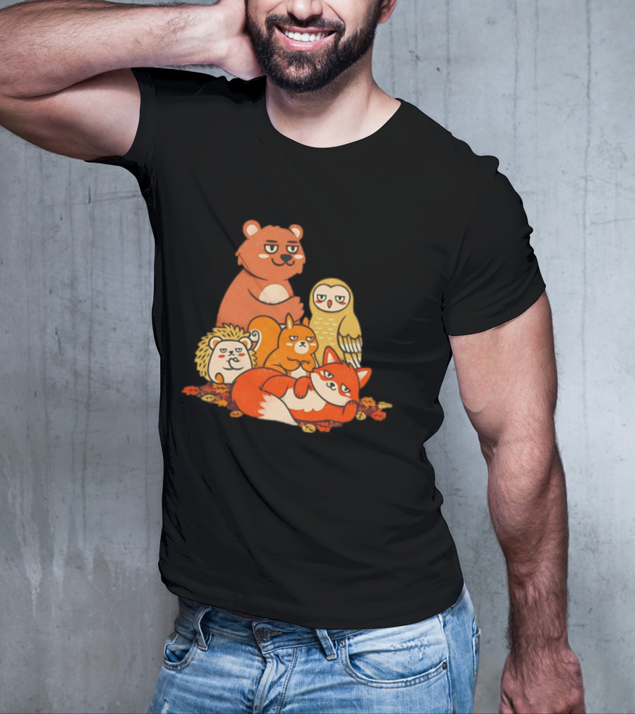 Animals X The Breakfast Club Autumn Edition With Hedgehog, Bear, Owl, Fox, Squirrel T-Shirt