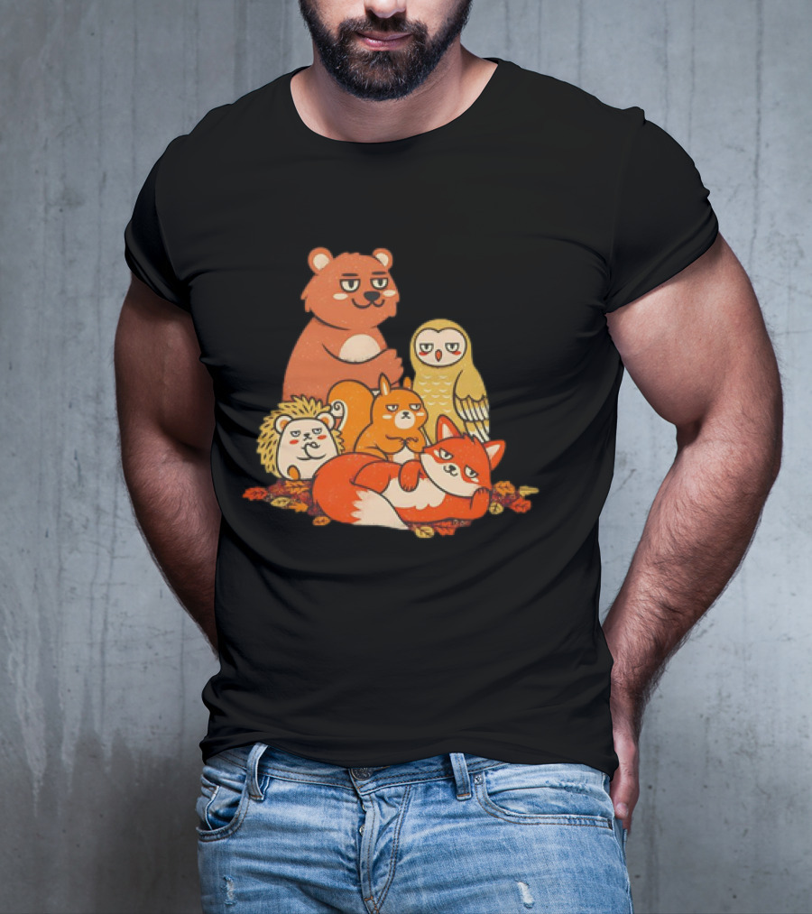 Animals X The Breakfast Club Autumn Edition With Hedgehog, Bear, Owl, Fox, Squirrel T-Shirt