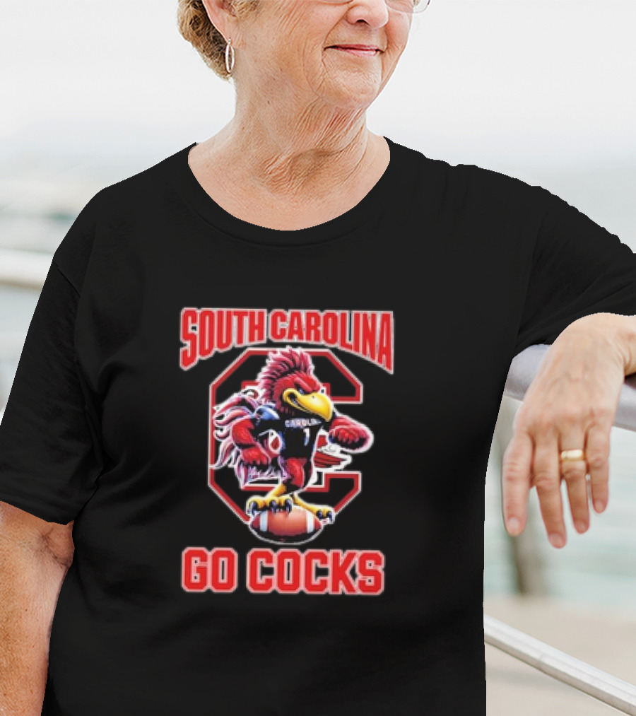 South Carolina Gamecocks Go Cocks Mascot Football T-Shirt