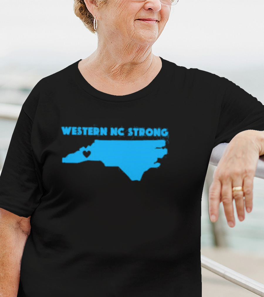Western NC Strong Heart North Carolina Map T-Shirt