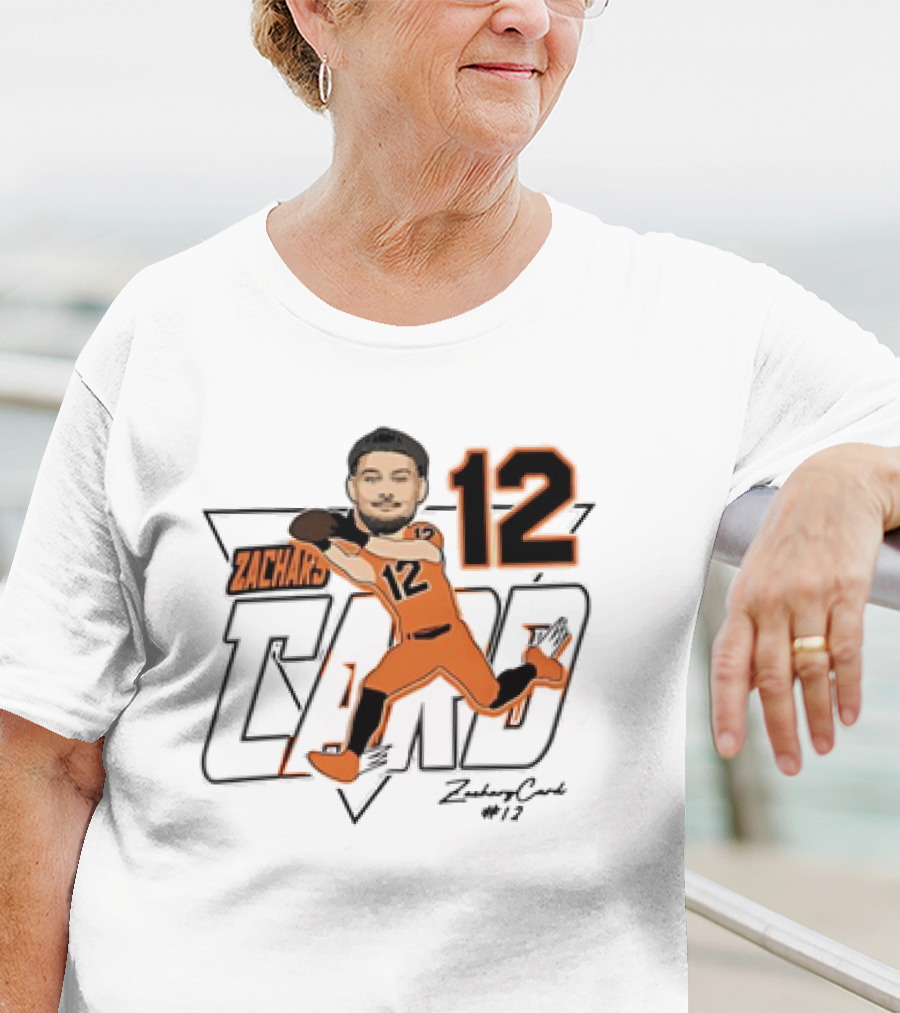 Zachary Card #12 Oregon State Beavers Football Player Caricature T-Shirt