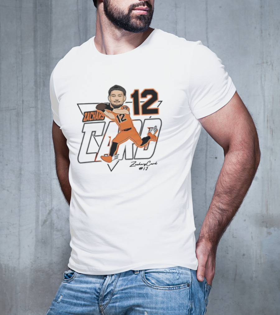Zachary Card #12 Oregon State Beavers Football Player Caricature T-Shirt