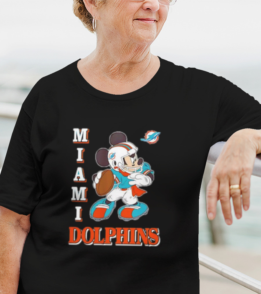 Mickey Mouse Miami Dolphins Football T-Shirt