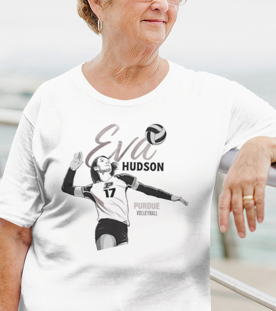 Eva Hudson Purdue Volleyball Player Number 17 In Action T-Shirt