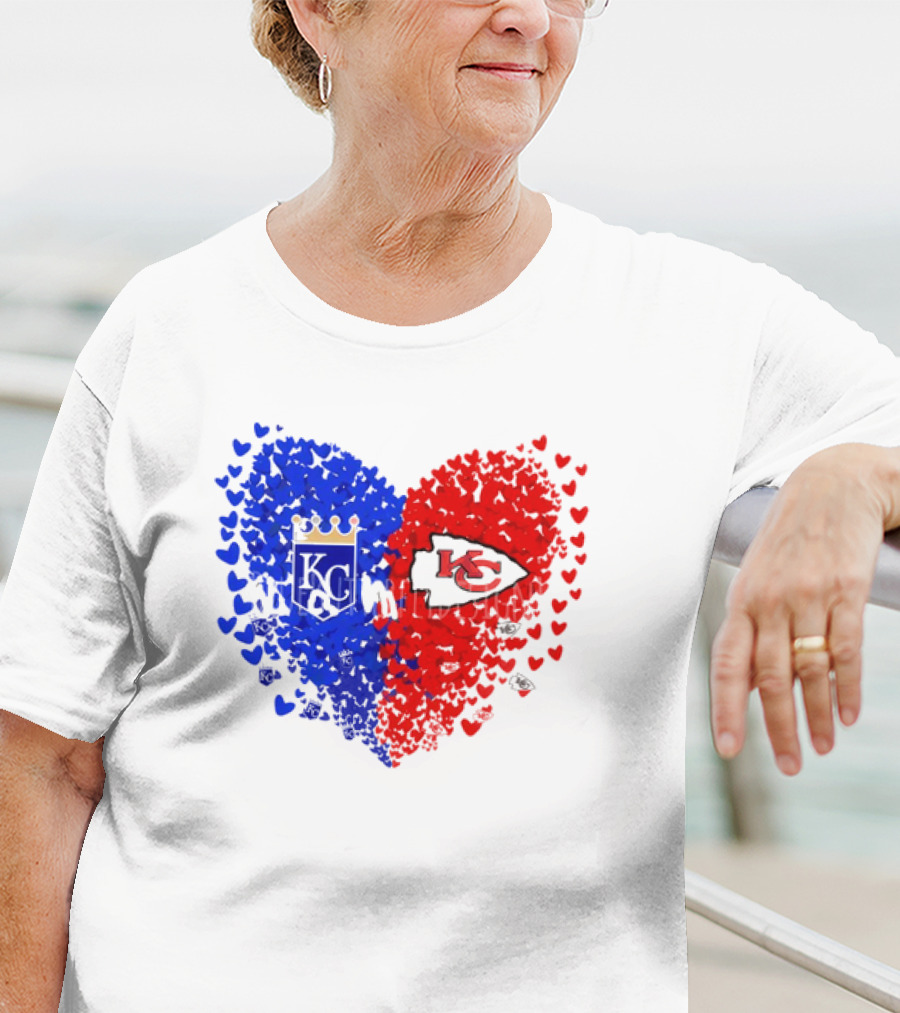 Heart Kansas City Royals KC And Kansas City Chiefs KC T-Shirt